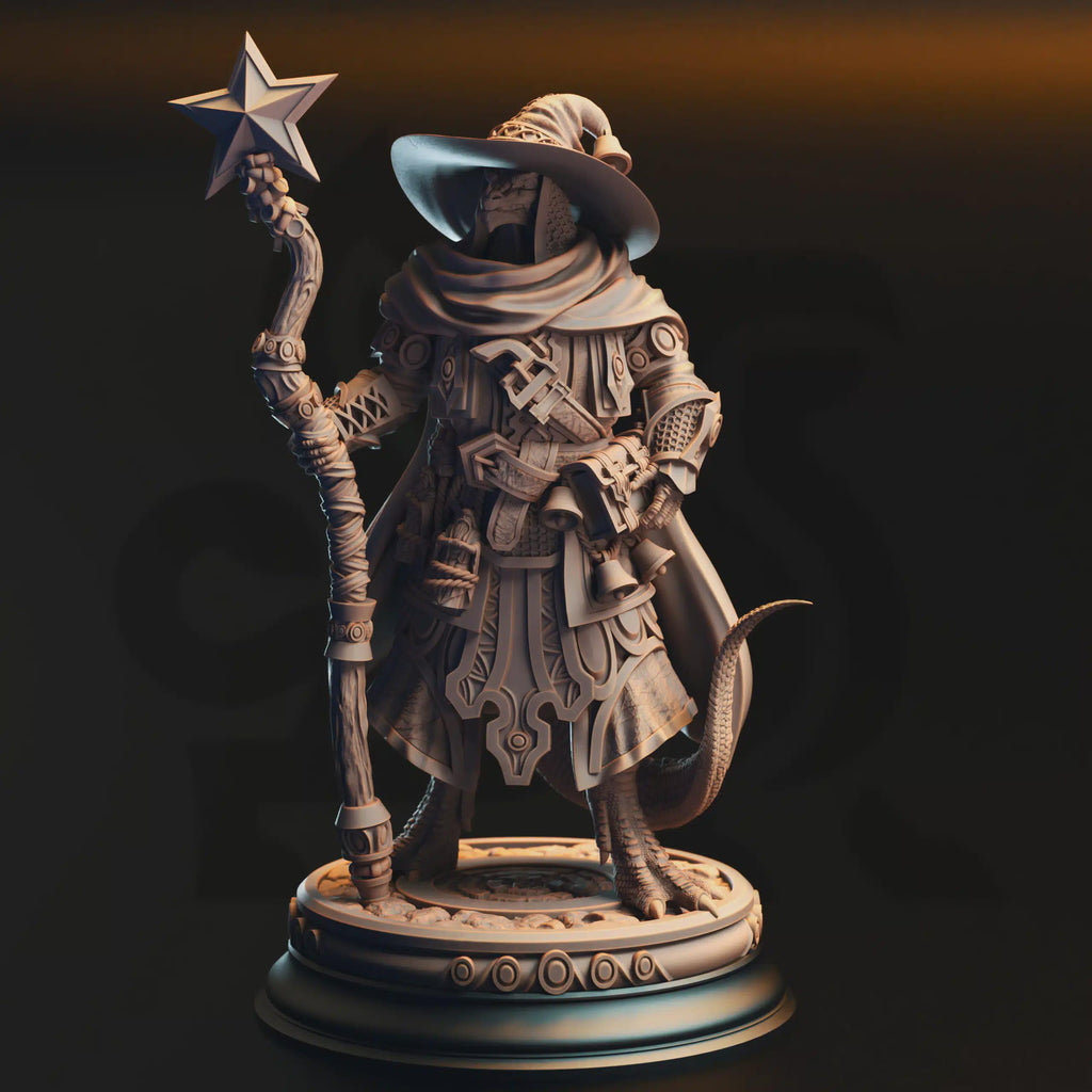Ozmandi Starborn – Silver Dragonkin Sorcerer | Fantasy D&D Miniature | Hero, Villain or NPC, Resin Model