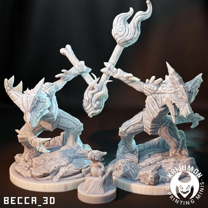 Kaijumon Cubone, Marowak & Alolan Marowak | 3D Resin Printed Figures | Unpainted Miniatures for Painting, Display, or TTRPG