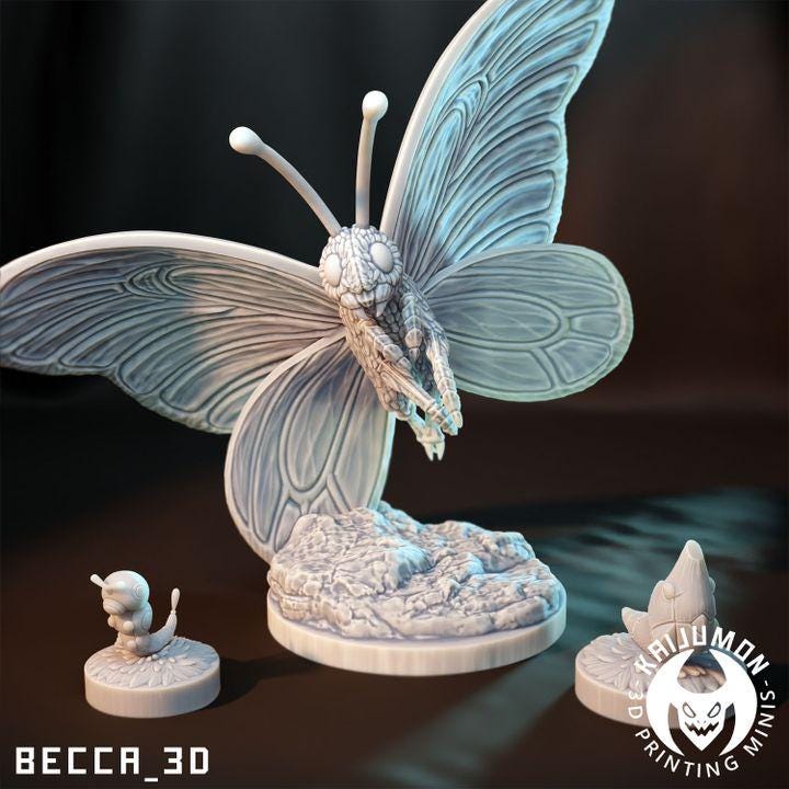 Kaijumon Caterpie, Metapod, Butterfree & Mega Butterfree | Resin Miniatures | Pokémon Kaiju Fusion Collectibles