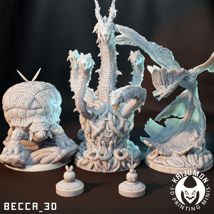 Kaijumon Evolution Line – Applin, Dipplin, Appletun, Flapple & Hydrapple | 3D Resin Printed Figures