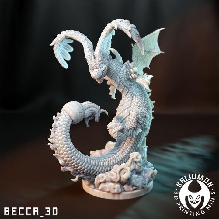 Kaijumon Dratini, Dragonair, Dragonite & Mega Dragonite| 3D Resin Printed Figures | Unpainted Miniatures for Painting, Display, or TTRPG