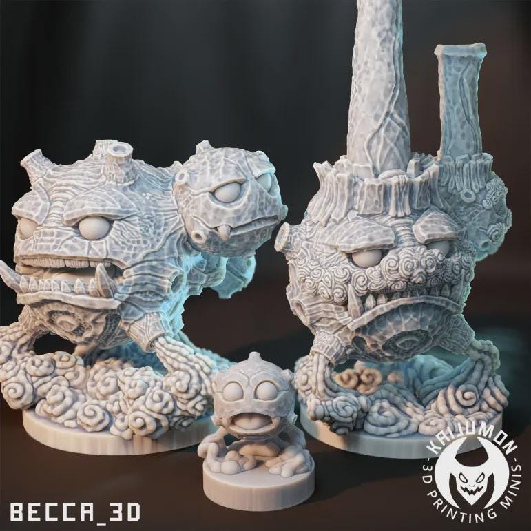 Kaijumon Koffin, Weezing & Galar Weezing | Resin Miniatures | Pokémon Kaiju Fusion Collectibles